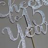 Silver Glitter Cheers to 15 Years Cake Topper - 15th Birthday / Anniversary Party Decorations view 2