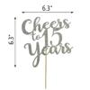 Silver Glitter Cheers to 15 Years Cake Topper - 15th Birthday / Anniversary Party Decorations view 3