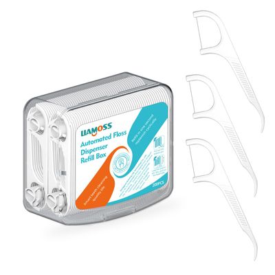 Dental Floss Picks Dispenser Fast Replenishment Refill Box-200 Count Dental Flossers- Replenish in A Second-No Shred or Break Toothpicks-Smooth for Teeth Cleaning