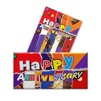 2 x Happy Anniversary Chocolate Novelty Wrappers Insults Love Gift Present Rude Funny (Chocolate bar NOT included)