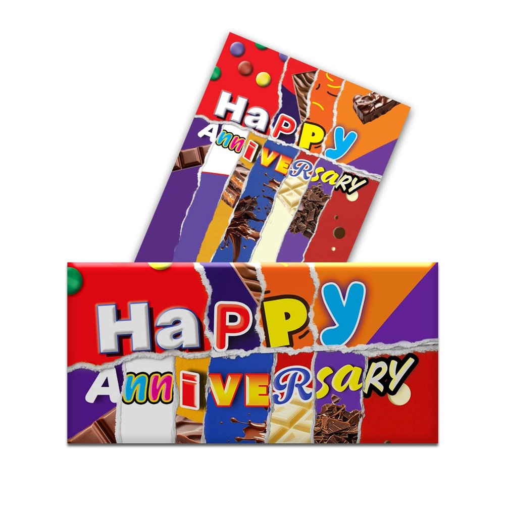 2 x Happy Anniversary Chocolate Novelty Wrappers Insults Love Gift Present Rude Funny (Chocolate bar NOT included)