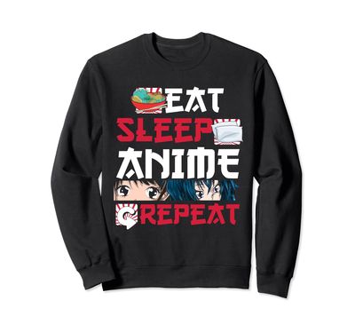 Kawaii Japanese Ramen Noodles Eat Sleep Anime Repeat Anime Sweatshirt
