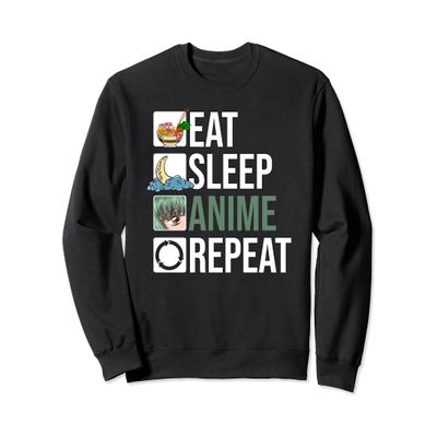 Kawaii Food Ramen Noodles Japan Eat Sleep Anime Repeat Anime Sweatshirt