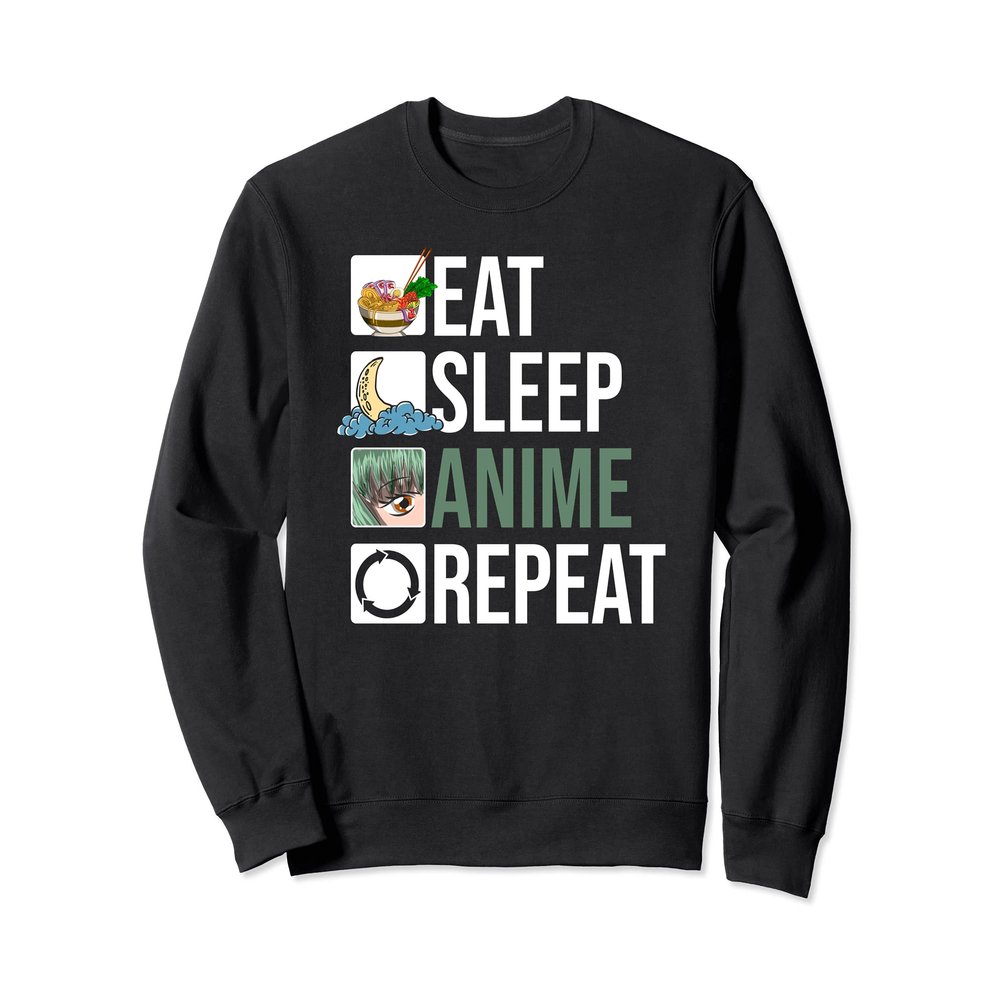 Kawaii Food Ramen Noodles Japan Eat Sleep Anime Repeat Anime Sweatshirt