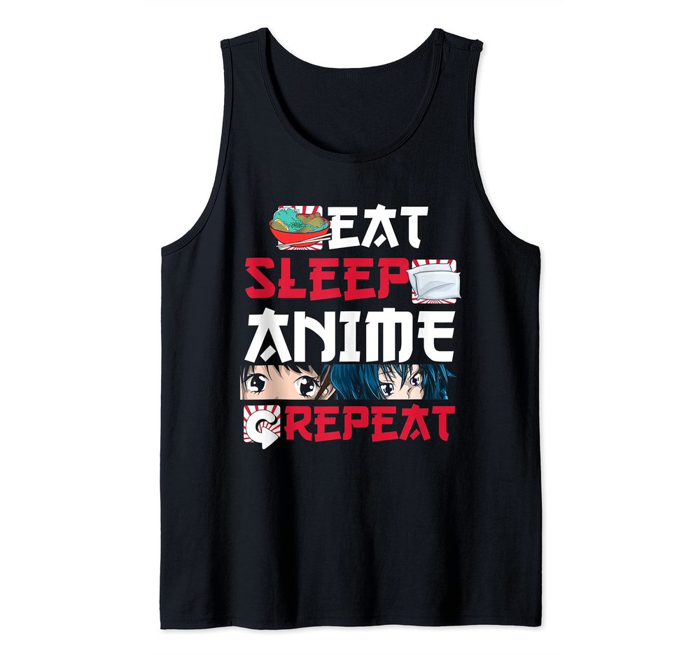 Kawaii Japanese Ramen Noodles Eat Sleep Anime Repeat Anime Tank Top