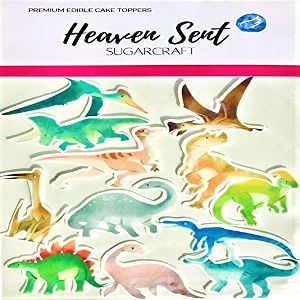 12x Dinosaur Watercolour 5cm Edible Icing Wafer Card Standing Cupcake Toppers Birthday Party Cake Decorations Easy to cut (Premium Icing)