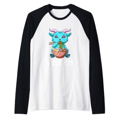 Anime Ramen Baphomet Raglan Baseball Tee