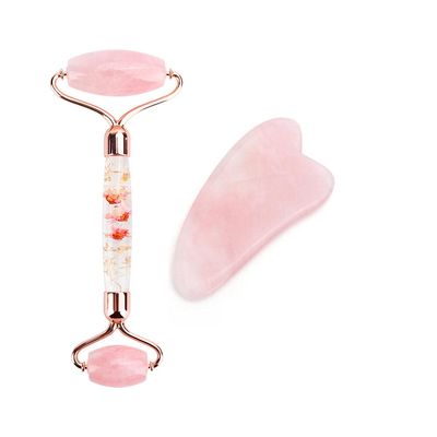 Jade Roller Facial Face Jade Massage Roller Rose Quartz Scraper Jade Massager Tools-Single Set no Box