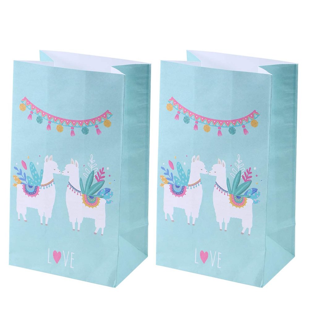 12PCS Kraft Paper Bags Alpaca Square Bottom Paper Bags Candy Bags Baking Dessert Party (21x12x8cm) Perfect Decoration Ever