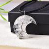 1PC Natural Crystal Pendant Tree of Life Moon Shape Stone for Men Women Jewelry Mineral Jewelry Energy Stone DIY Gift-Amethyst view 2