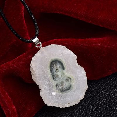1pc Natural Stones Flower Pendant Crystal Cluster Agate Cornucopia Slice Pendant Original Ore Necklace Crystal Hole Pendant Gift-Flower Pendant_8-15g