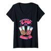 Womens Bubble Tea Boba K-POP Music Lover Korean Milk Anime V-Neck T-Shirt view 1
