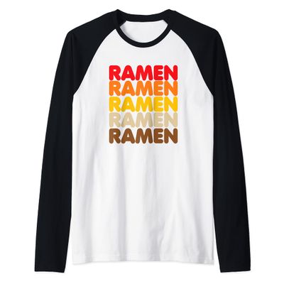 Ramen Ramen Ramen Vintage 70s Asian Noodles Love Raglan Baseball Tee