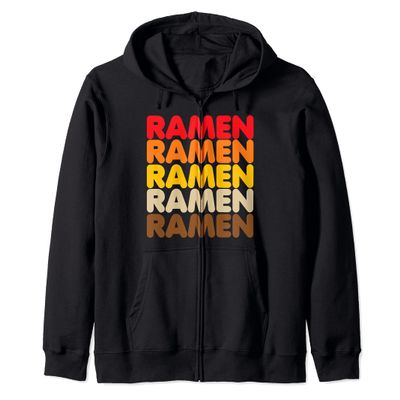 Ramen Ramen Ramen Vintage 70s Asian Noodles Love Zip Hoodie