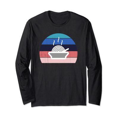 Cool Retro Sunset Japanese Ramen: Food Lover Asian Noodles Long Sleeve T-Shirt