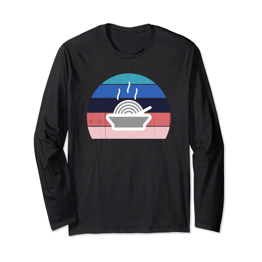 Cool Retro Sunset Japanese Ramen: Food Lover Asian Noodles Long Sleeve T-Shirt