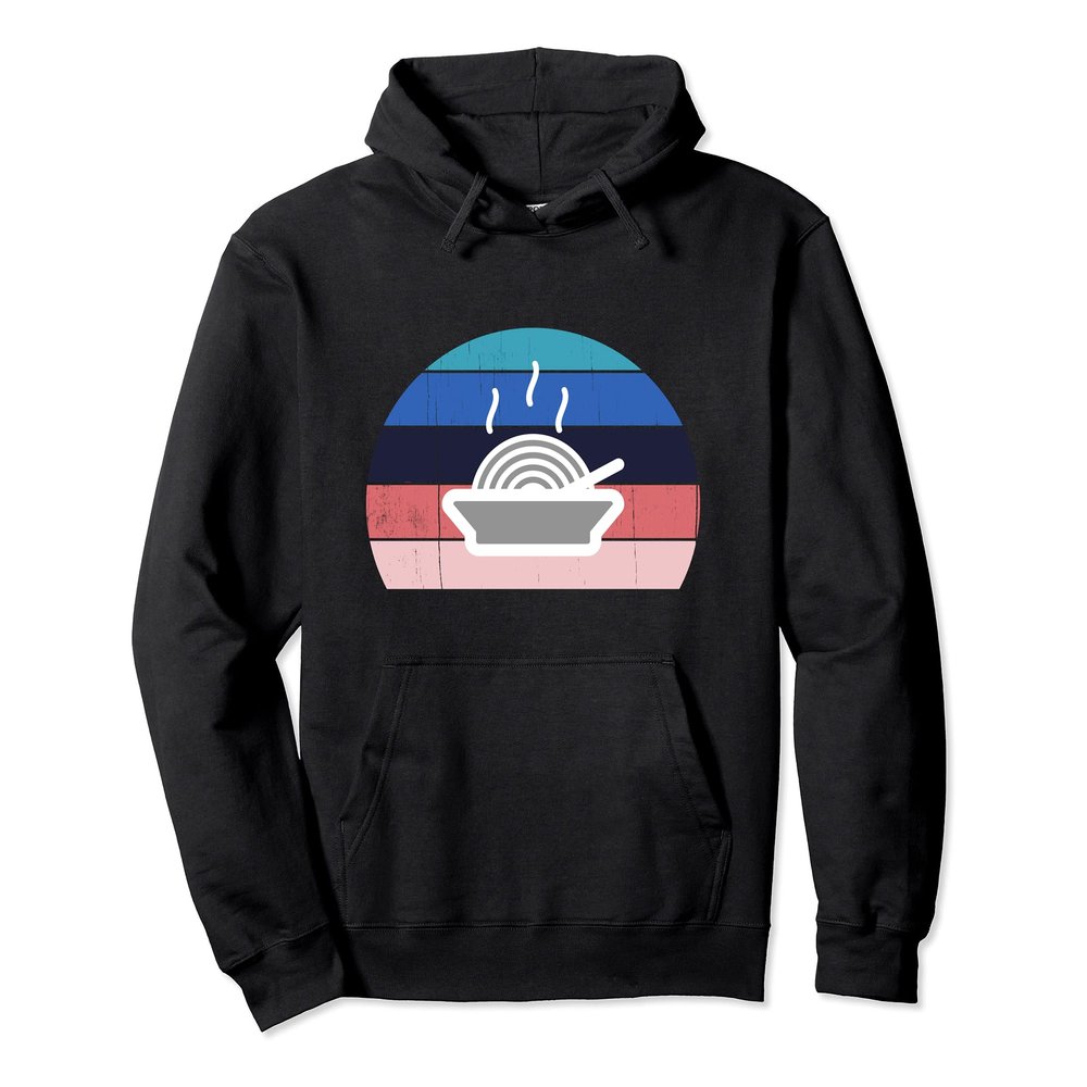 Cool Retro Sunset Japanese Ramen: Food Lover Asian Noodles Pullover Hoodie