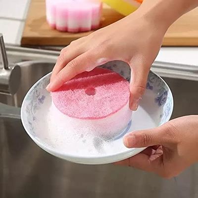 JIANGLAI 1Pc Round Sunflower Shaped Kitchen Cleaning Sponge Brush Tableware Glass Wash Dishes Sponge Scouring Pads Rag Dishcloth