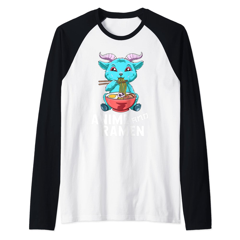 Anime Ramen Noodle Soup Raglan Baseball Tee
