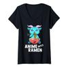 Womens Anime Ramen Noodle Soup V-Neck T-Shirt view 1