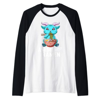 Anime Ramen Baphomet Raglan Baseball Tee