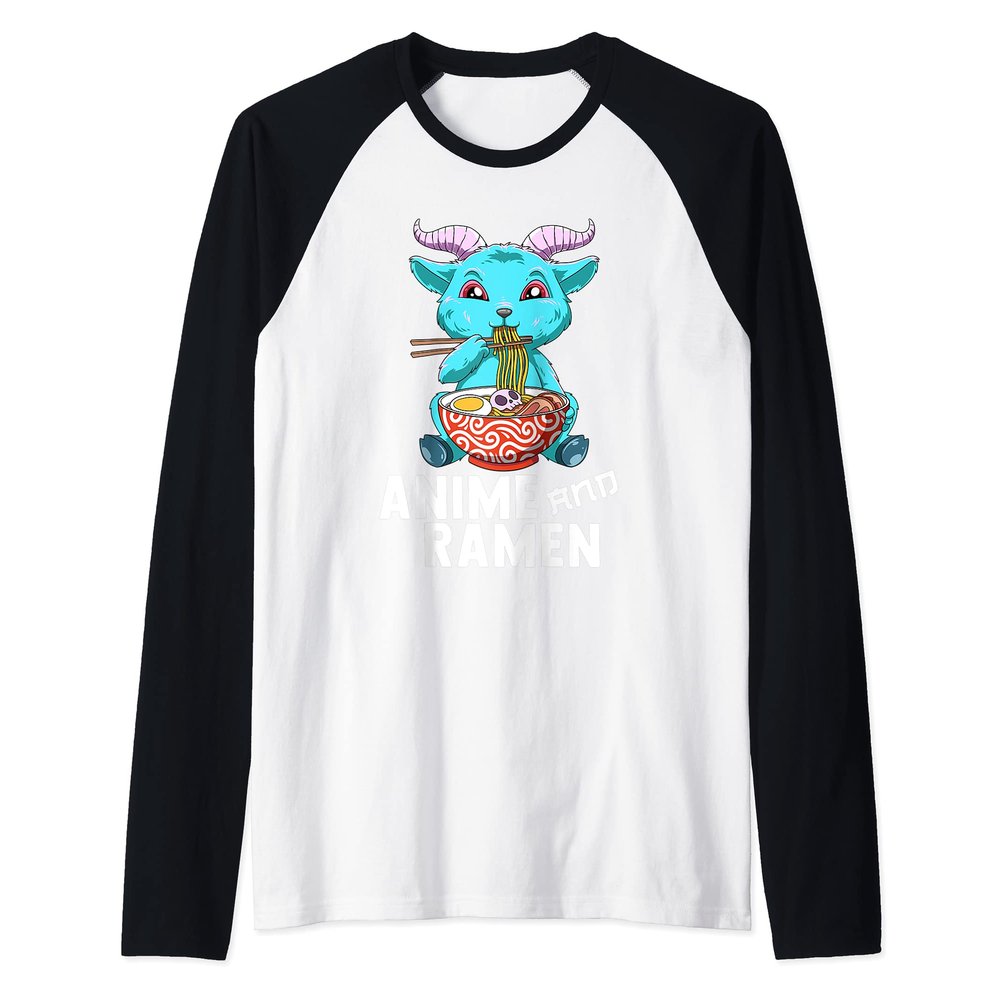 Anime Ramen Baphomet Raglan Baseball Tee