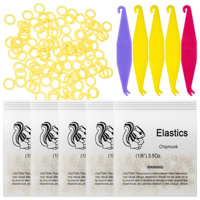 500 Pcs Orthodontic Elastic Rubber Bands, 3.5 Ounces Heavy Dental Rubber Traction Bands, Free Elastic Placer for Braces (1/8",Chipmunk)