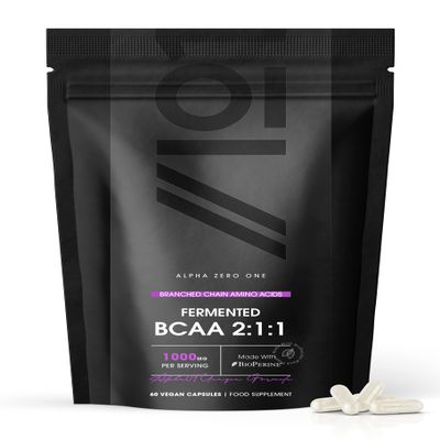 BCAA Capsules 1000mg with BioPerine - 6- Vegan Capsules  High Strength 2:1:1 Branched Chain Amino Acids Supplement - Resealable and Recyclable Pouch by Alpha01