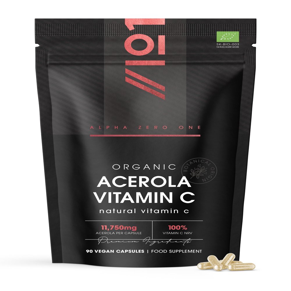 Organic Acerola Vitamin C  80mg (100% NRV) Natural Vitamin C  90 Vegan Capsules  25:1 High Strength Acerola Extract  3 Months Supply  by Alpha01