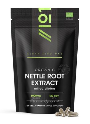Organic Nettle Root Extract 5000mg - Potent Urtica Dioica Extract Formula - 120 Vegan Capsules Resealable and Recyclable Pouch by Alpha01