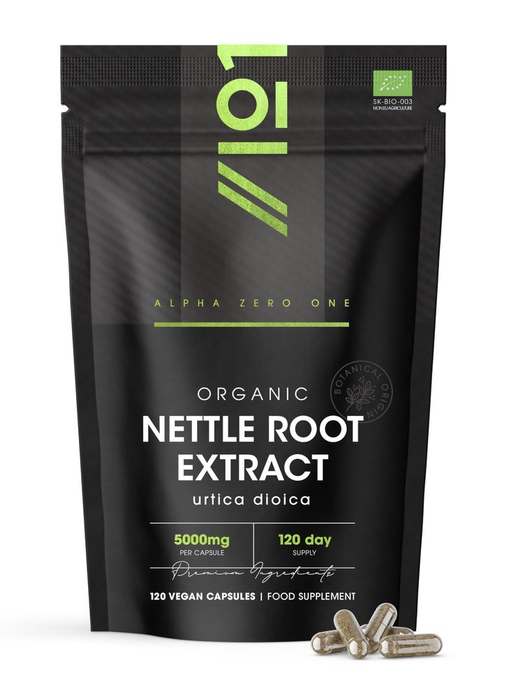 Organic Nettle Root Extract 5000mg - Potent Urtica Dioica Extract Formula - 120 Vegan Capsules Resealable and Recyclable Pouch by Alpha01