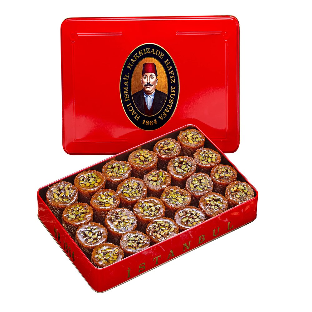 Hafiz Mustafa 1864 Istanbul Baklava Pastry Box - Baked Baklava Dessert Snacks Made from Fresh Phyllo Dough Sheets, Pistachio, Hazelnut, Walnut - Turkish Sweets Tray Gift Ideas for Birthday, Christmas