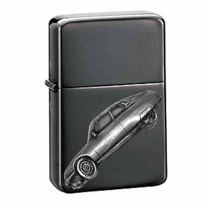 classic French car SM ref47 Pewter effect design on a flip top petrol lighter windproof BLACK refillable