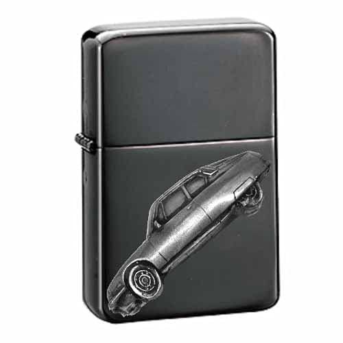 classic French car SM ref47 Pewter effect design on a flip top petrol lighter windproof BLACK refillable