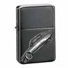 classic French car SM ref47 Pewter effect design on a flip top petrol lighter windproof BLACK refillable view 1