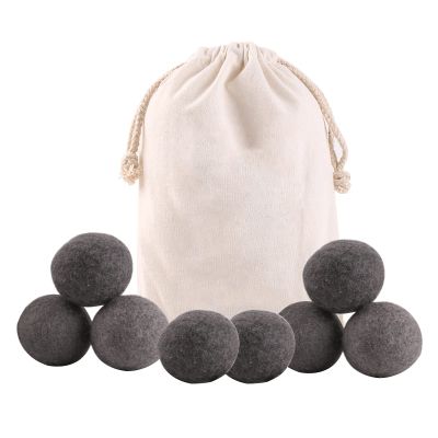 wool Dryer Balls, Reusable Tumble Dryer Balls 100% Organic New Zealand Wool Handmade, Natural Fabric Softener Alternative, Reduce Wrinkles, Shorten Drying Time, Hypoallergenic, Safe (Black, 8pcs)