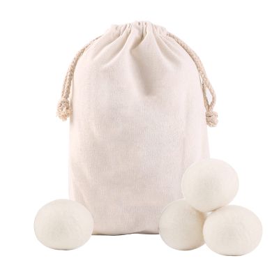 wool Dryer Balls, Reusable Tumble Dryer Balls 100% Organic New Zealand Wool Handmade, Natural Fabric Softener Alternative, Reduce Wrinkles, Shorten Drying Time, Hypoallergenic, Safe (White, 4pcs)