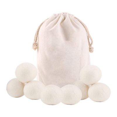 wool Dryer Balls, Reusable Tumble Dryer Balls 100% Organic New Zealand Wool Handmade, Natural Fabric Softener Alternative, Reduce Wrinkles, Shorten Drying Time, Hypoallergenic, Safe (White, 8pcs)