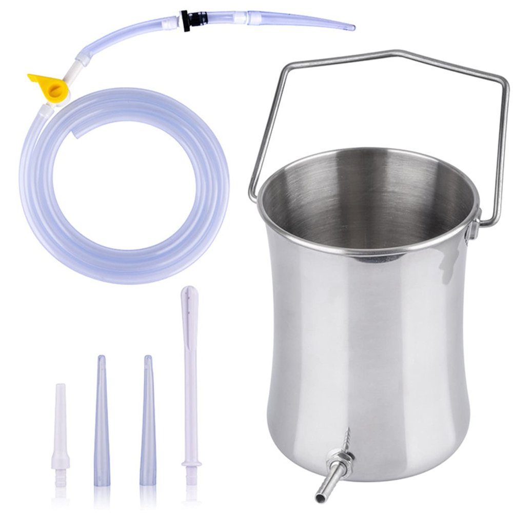 Stainless Steel Enema Bucket KIT , Premium Non-Toxic Stainless Steel Enema Bucket Kit, Superior Reusable Enema Kit, Suitable for Home, Water & Coffee Colon Cleansing1.8 Quart