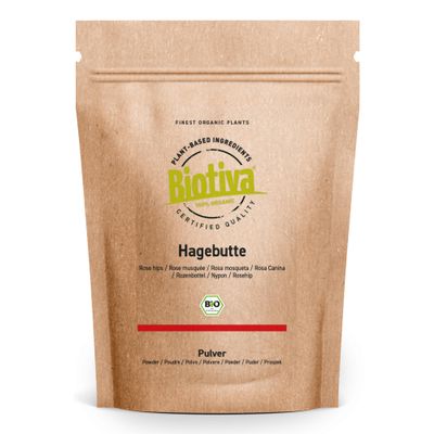 Biotiva Rose Hip Powder Organic 3 kg (3x1kg) - Rosa Canina - 100% Organic - Ground from Whole Rose HIPS - Economy Pack with Price Advantage - Packed and Controlled in Germany (DE-ECO-005)