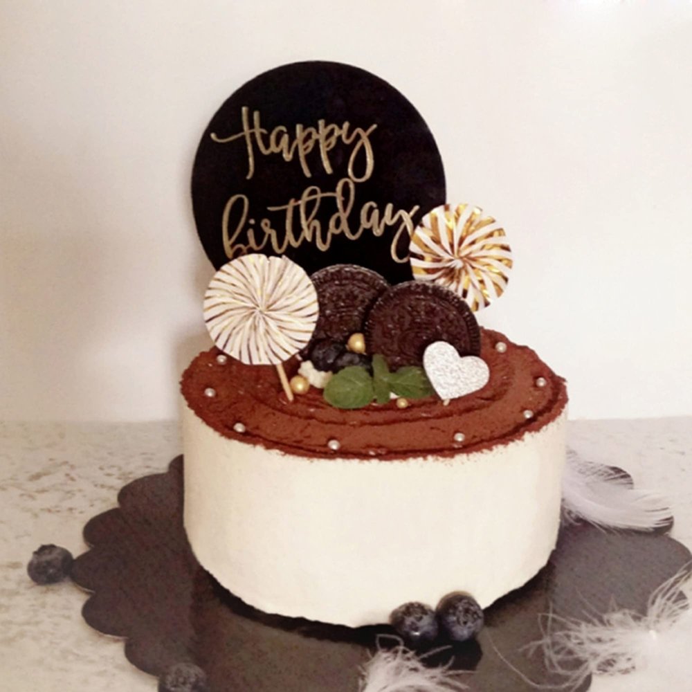 12PCS Round Clear Acrylic Cake Toppers, Personalised Cake Topper, DIY Cake Topper, Cake Topper Blanks for Wedding, Birthday Festival Party Cake Decorations (Black Acrylic)