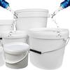 5 Litre, 10 Litre & 25 Litre White Plastic Bucket with LID and Metal Handle, Hard Wearing Bucket With Push & Tamper Evident Lids (3, 5 Litre) view 1