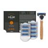 by Amazon Men 5-Blade Razor with Cork Handle and 8 Refills, Silver view 1