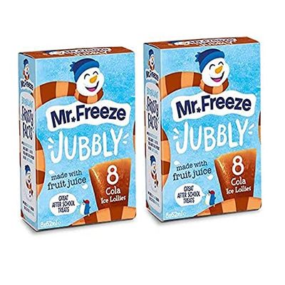 Mr Freeze Jubbly Pack of 2 Ice Lollies Freeze Pops Cola Natural Flavours  16 x 62mls