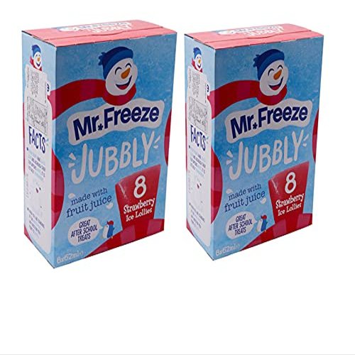 Mr Freeze Jubbly Pack of 2 Ice Lollies Freeze Pops Strawberry Natural Flavours  16 x 62mls