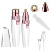Facial Hair Remover Women, Rechargeable 2-1 Eyebrow Trimmer Razor Portable Painless Electric Lady Shaver for Body Face Beard Eyebrows Ear Nose Lips Chin Female Hair Removal view 1