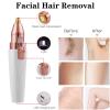 Facial Hair Remover Women, Rechargeable 2-1 Eyebrow Trimmer Razor Portable Painless Electric Lady Shaver for Body Face Beard Eyebrows Ear Nose Lips Chin Female Hair Removal view 2