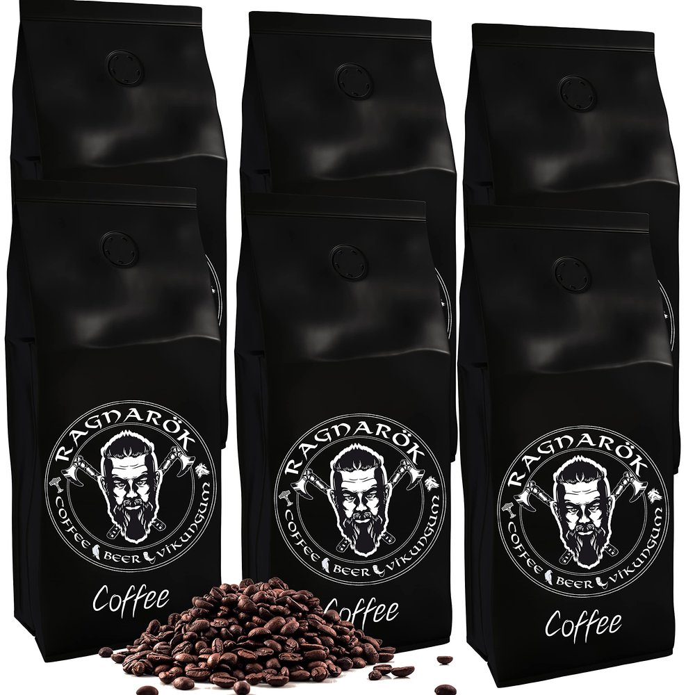 C&T Ragnark Coffee, Scandinavian grate coffee, 6000g whole beans, as espresso & cafe crema drinkable, powerful + spicy + aromatic, 100% natural with caffeine