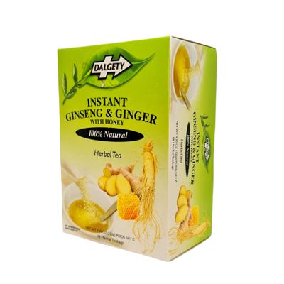 Dalgety Instant Ginseng & Ginger Herbal Tea - 100% All Natural Maximum Strength 40g Box - 18 Herbal Teabags