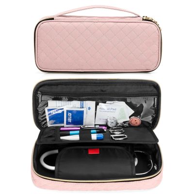 Damero Protective Stethoscope Case Compatible with 3M Littmann/ADC/Omron Stethoscope, Stethoscope Carrying Bag Travel Case for Nurse Accessories, Misty Rose